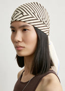 TOTEME CENTERED MONOGRAM SILK SCARF MACADAMIA