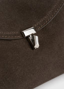 TOTEME T-LOCK CLUTCH SUEDE BROWN