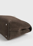 TOTEME T-LOCK CLUTCH SUEDE BROWN