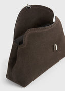 TOTEME T-LOCK CLUTCH SUEDE BROWN