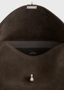 TOTEME T-LOCK CLUTCH SUEDE BROWN