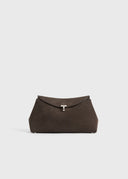 TOTEME T-LOCK CLUTCH SUEDE BROWN