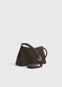 TOTEME T-LOCK CLUTCH SUEDE BROWN