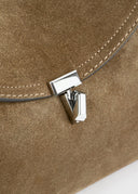 TOTEME T-LOCK CLUTCH SUEDE TOBACCO