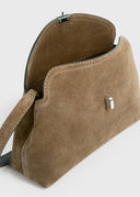 TOTEME T-LOCK CLUTCH SUEDE TOBACCO