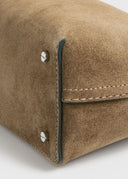 TOTEME T-LOCK CLUTCH SUEDE TOBACCO