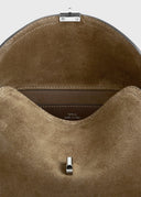 TOTEME T-LOCK CLUTCH SUEDE TOBACCO