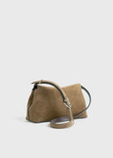 TOTEME T-LOCK CLUTCH SUEDE TOBACCO