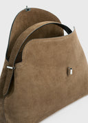 TOTEME T-LOCK TOP HANDLE BAG SUEDE TOBACCO