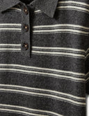 THE GARMENT STRIPED POLO KNIT GREY