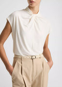 VINCE TWIST NECK TOP ECRU