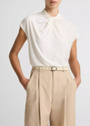 VINCE TWIST NECK TOP ECRU