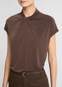 VINCE TWISTED NECK TOP DARK BROWN