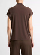VINCE TWISTED NECK TOP DARK BROWN