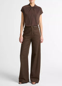 VINCE TWISTED NECK TOP DARK BROWN
