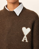 AMI PARIS ADC ALPACA KNIT OVSD CHOCOLATE BROWN