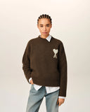 AMI PARIS ADC ALPACA KNIT OVSD CHOCOLATE BROWN