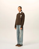 AMI PARIS ADC ALPACA KNIT OVSD CHOCOLATE BROWN