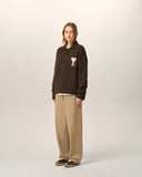 AMI PARIS ADC ALPACA KNIT POLO SWEATER DARK BROWN
