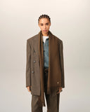 AMI PARIS ADC WOOL SCARF CHOCOLATE BROWN