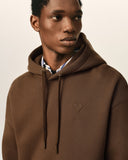 AMI PARIS ADC EMBOSSED TONAL HOODIE BROWN