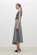 VICTORIA BECKHAM ARIA MIDI DRESS LIGHT GREY