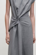 VICTORIA BECKHAM ARIA MIDI DRESS LIGHT GREY