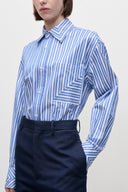 VICTORIA BECKHAM STRIPED POCKET DETAIL SHIRT BLUE/WHITE