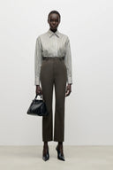 VICTORIA BECKHAM STRIPED POCKET DETAIL SHIRT GREEN/WHITE
