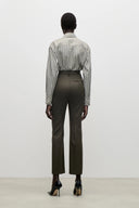 VICTORIA BECKHAM STRIPED POCKET DETAIL SHIRT GREEN/WHITE