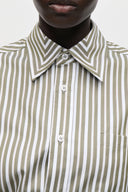 VICTORIA BECKHAM STRIPED POCKET DETAIL SHIRT GREEN/WHITE