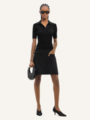 COURRÈGES RIB KNIT POLO SHIRT BLACK