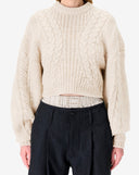 IRO GYSELLA CROPPED CABLE KNIT ECRU