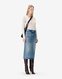 IRO DENIM MIDI SKIRT SIRYNE BLUE