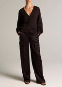 VINCE BOXY CARDIGAN DARK BROWN