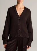 VINCE BOXY CARDIGAN DARK BROWN