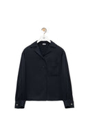 LOEWE SILK ANAGRAM PYJAMA BLOUSE MIDNIGHT BLUE