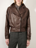 BARBARA BUI LEATHER JACKET BROWN