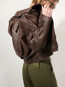 BARBARA BUI LEATHER JACKET BROWN