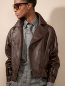 BARBARA BUI LEATHER JACKET BROWN