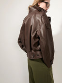 BARBARA BUI LEATHER JACKET BROWN