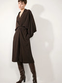 BARBARA BUI FLUID CREPE BELTED DRESS DARK BROWN