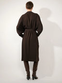 BARBARA BUI FLUID CREPE BELTED DRESS DARK BROWN