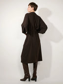 BARBARA BUI FLUID CREPE BELTED DRESS DARK BROWN