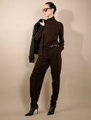 BARBARA BUI FLUID CREPE PLEATED TROUSER BROWN