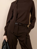 BARBARA BUI FLUID CREPE PLEATED TROUSER BROWN
