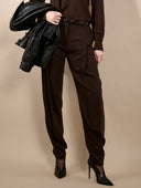 BARBARA BUI FLUID CREPE PLEATED TROUSER BROWN