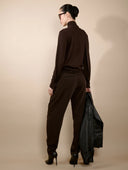 BARBARA BUI FLUID CREPE PLEATED TROUSER BROWN