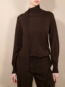 BARBARA BUI SCARF NECK KNIT DARK BROWN