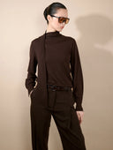 BARBARA BUI SCARF NECK KNIT DARK BROWN